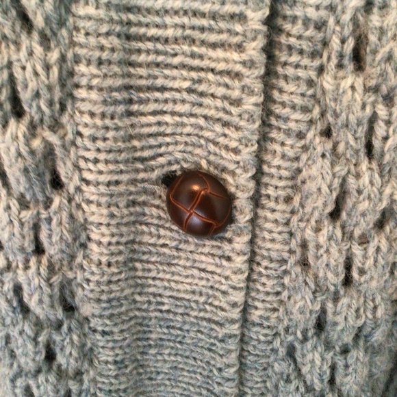 Ballybunion Knitwear - Vintage Light Blue Long Cardigan 100% Wool Sweater made - Picture 3 of 7